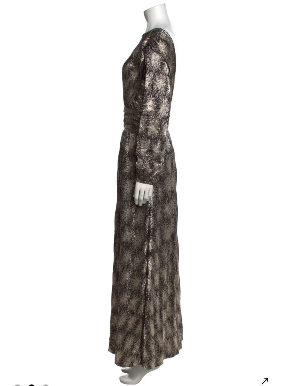 Antik Batik Metallic Black and Grey Patterned Long Sleeve Maxi Dress - Picture 2 of 3